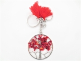 Tree of Life keychain red coral with owl