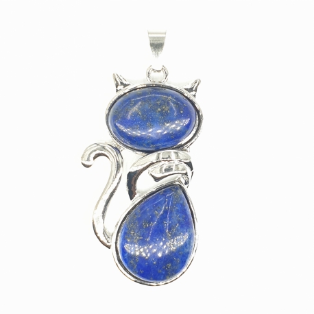 Gemstone Cat Pendant - Lapis Lazuli