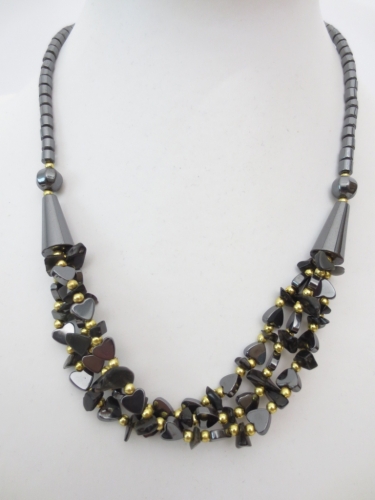 Hematite heart necklace onyx