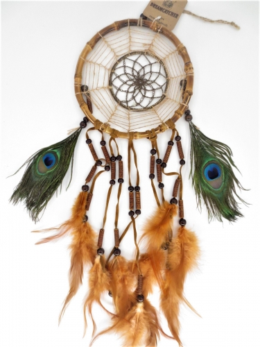 17cm bamboo Dreamcatchers with peacock feather