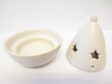 Small cone incense burner white with star