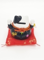 Wholesale - Lucky Cat Money box on pillow with 2 bells Black