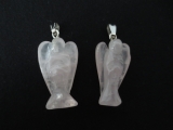 Angel gemstone pendant set large (2pcs) - rosequartz