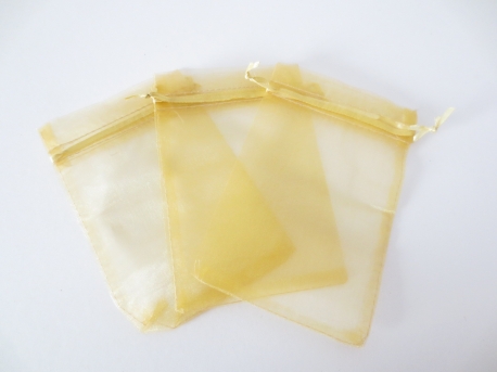 Organza gift bag blanco gold 7.5 x 10cm (100 pieces)