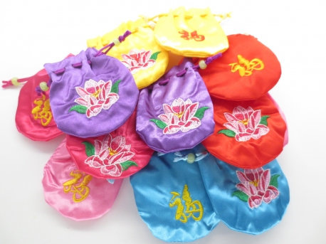 Chinese mineral pouches with lotus & fu (12)