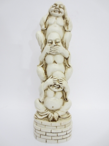 Wholesale - Hear, See, Silence Buddha Incense Tower white