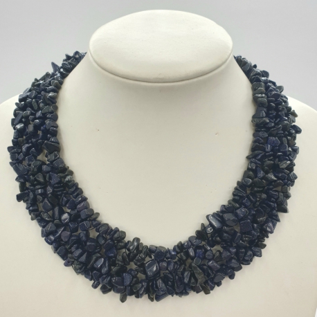 Wholesale - Wide stone necklace Blue Goldstone