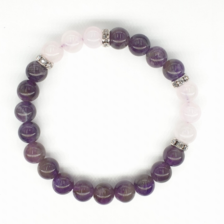 Wholesale - 8mm bracelet Amethyst with Diamond and gift box