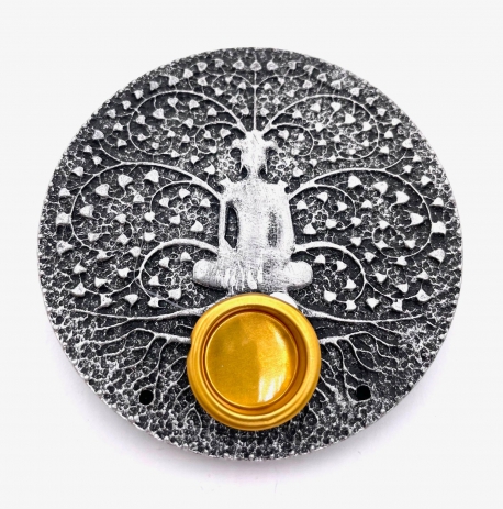 Meditation incense holder round silver (6pcs)