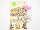 Tree of Life keychain rosequartz with owl