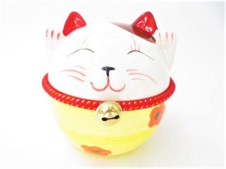 Lucky cat big with bell yellow