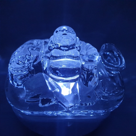 Crystal glass Chinese buddha with nugget of gold 
