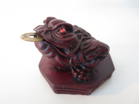 Feng Shui Frog Red with lucky coin