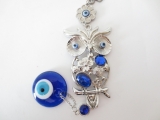 Blue evil eye hanger wholesale - set with owl (6 pcs)