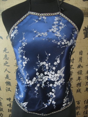 Chinese top with flowers (blue)