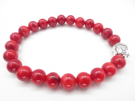 8mm bracelet Red coral eye Buddha with gift-box