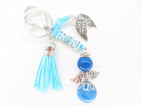 Angel gemstone keychain Blue Coral 'Friend'