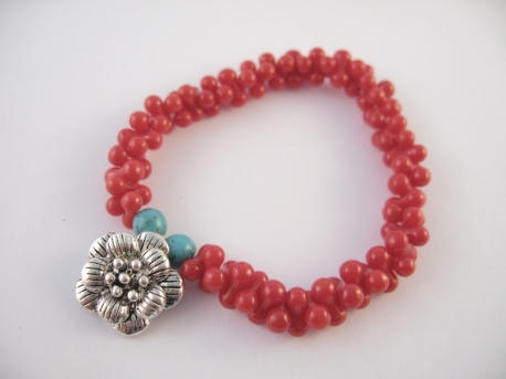 Red Coral bracelet flower