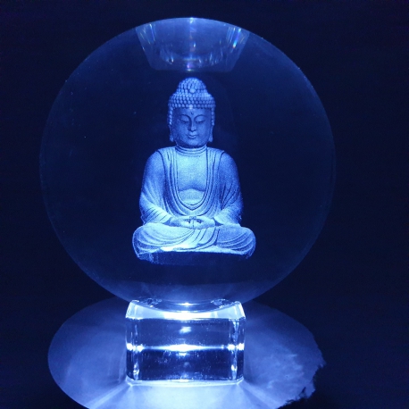 Wholesale - Crystal laser sphere Meditation Buddha 8cm