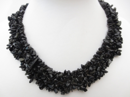 Wide Mineral Necklace Black Onyx