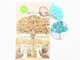 Tree of Life keychain turquoise with owl
