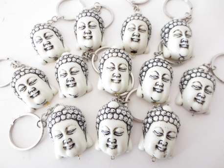 Meditation Buddha head keyhanger white
