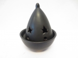 Small cone incense burner dark brown with star