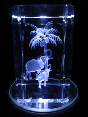 3D laserblok with 2 elephants and palm tree