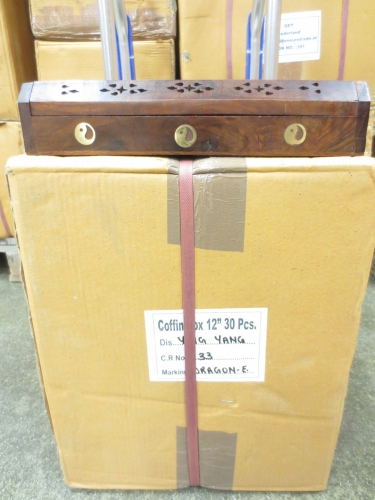 Incense box traditional wood Yin Yang (30pcs)