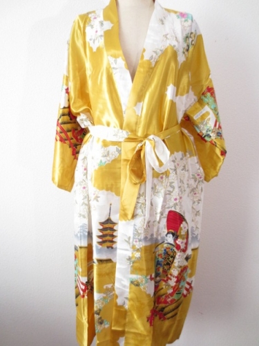 Japanese kimono long yellow
