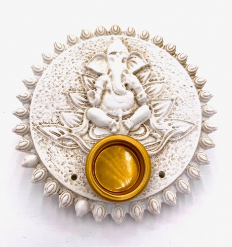 Ganesha incense holder round white (6pcs)