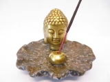 golden Buddha head incense holder brown