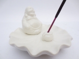 Incense holder chinese buddha on a scale white