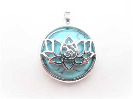 Gemstone Lotus Pendant - Turquoise