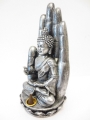 Incense holder silver Buddha with hand