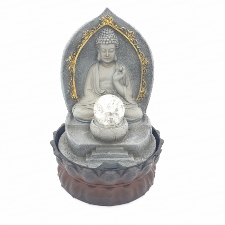 Wholesale - Meditation Led Lighting Buddha with Gold Fountain Small