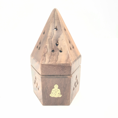 Wholesale - Wooden Pyramid cone burner Buddha (6pcs)
