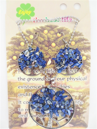 Tree of Life Necklace + earring set sodalite