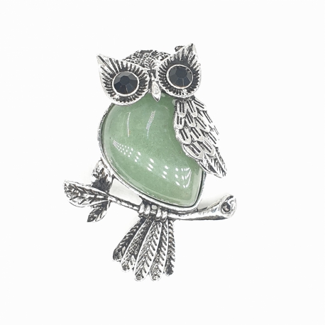 Gemstone Owl Pendant - Aventurine