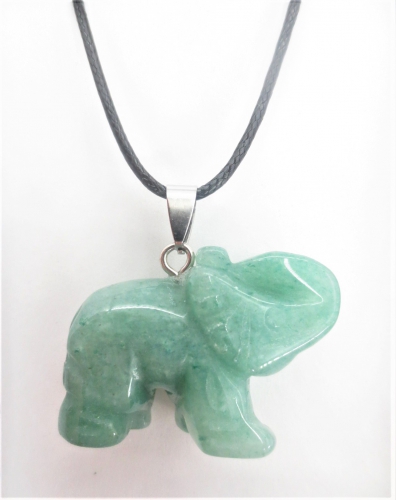 Luxury Elephant Pendant Necklace - Aventurine