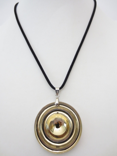 crystal round pendant necklace with circles coffee brown