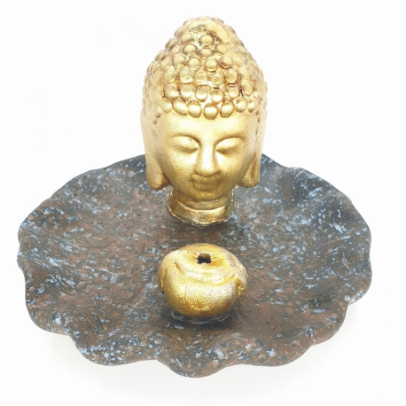 Wholesale - golden Thai Buddha head incense holder Blue / Brown