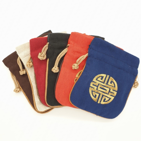 Wholesale - Linen Pouch with 'fu' lucky sign