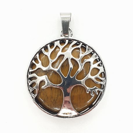 Gemstone Tree of Life Pendant - Tiger Eye