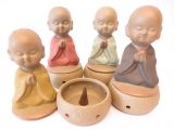Monk meditating cone burner set of 4
