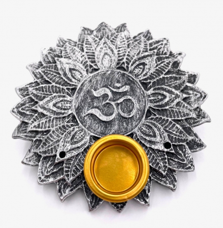 Om Lotus incense holder round silver (6pcs)