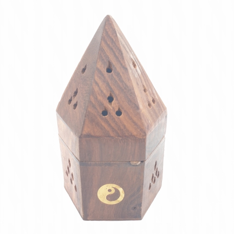 Wholesale - Wooden Pyramid cone burner Yin Yang (6pcs)