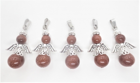 Angel gemstone pendant set (5pc) - gold stone 