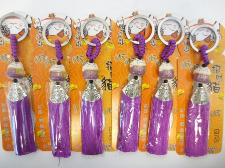Lucky cat keyhanger set of 6 purple