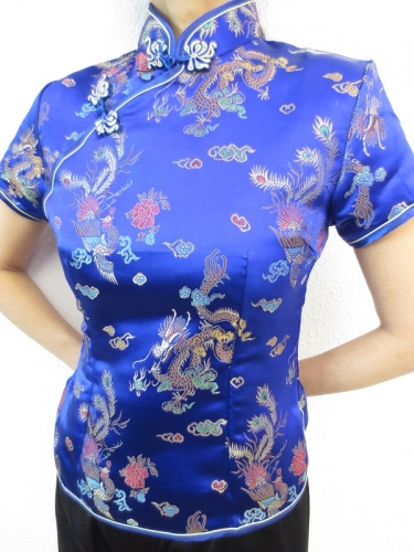 Shanghai blouse dragon/phoenix blue